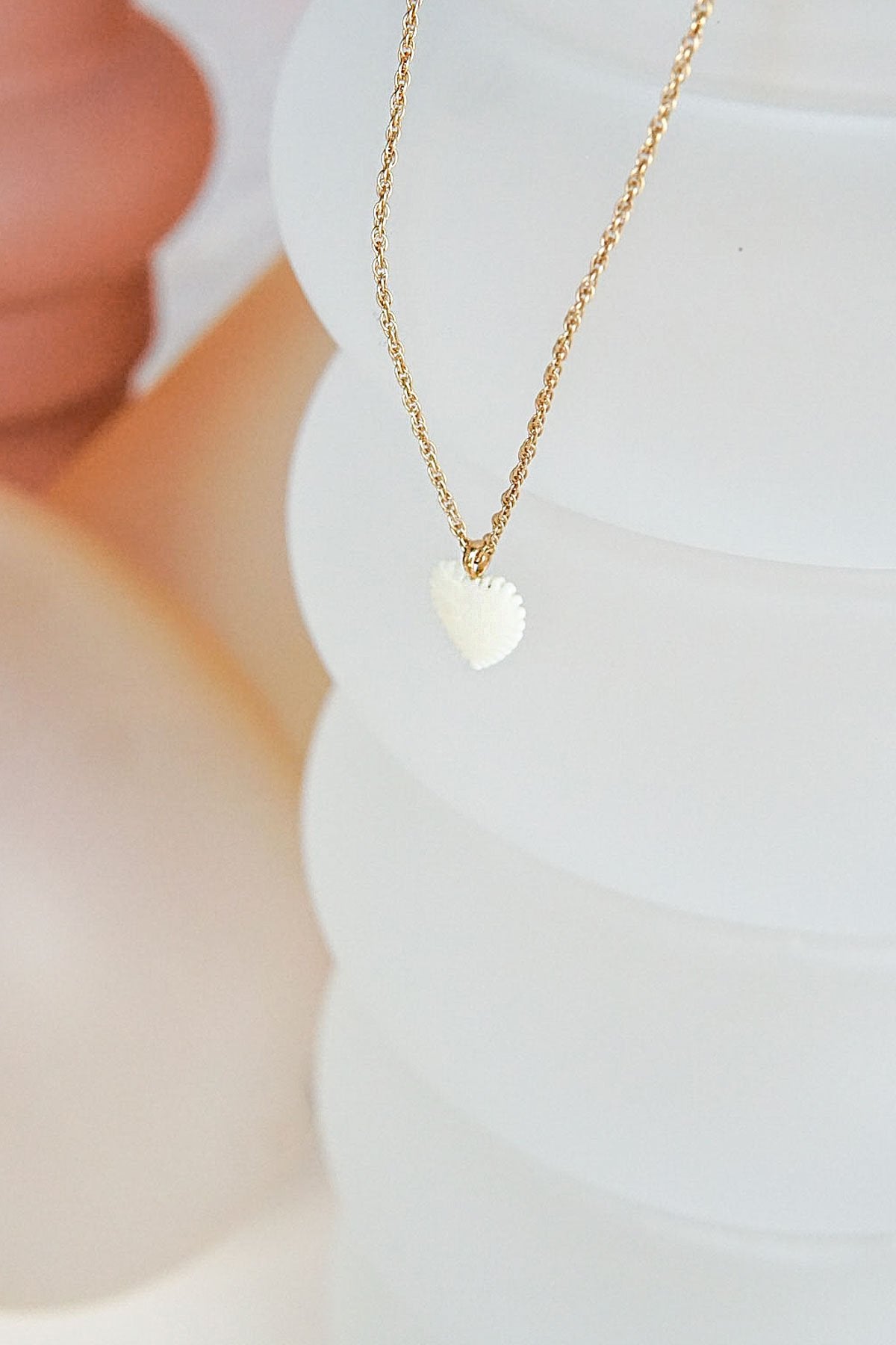 Ivory color heart pendant gold plated-abc