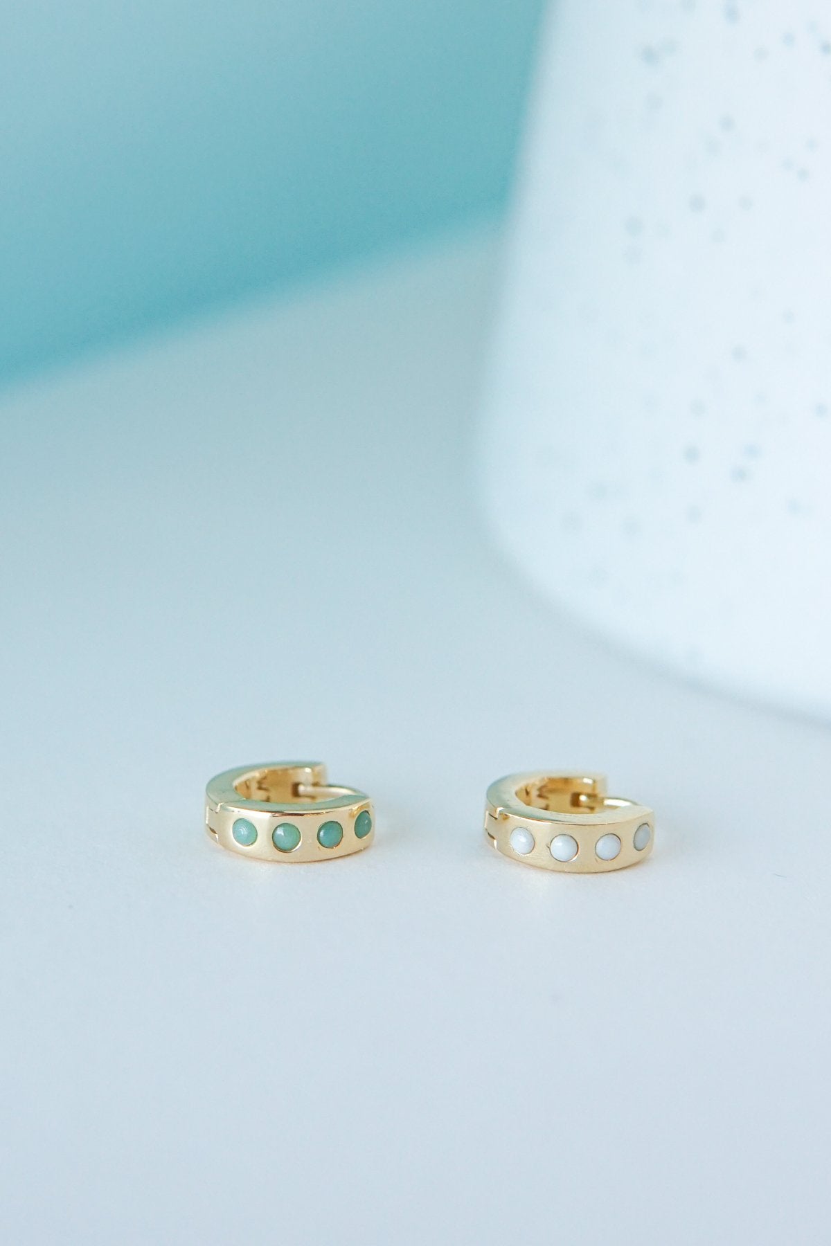 Ocean green huggie gold plated-abc