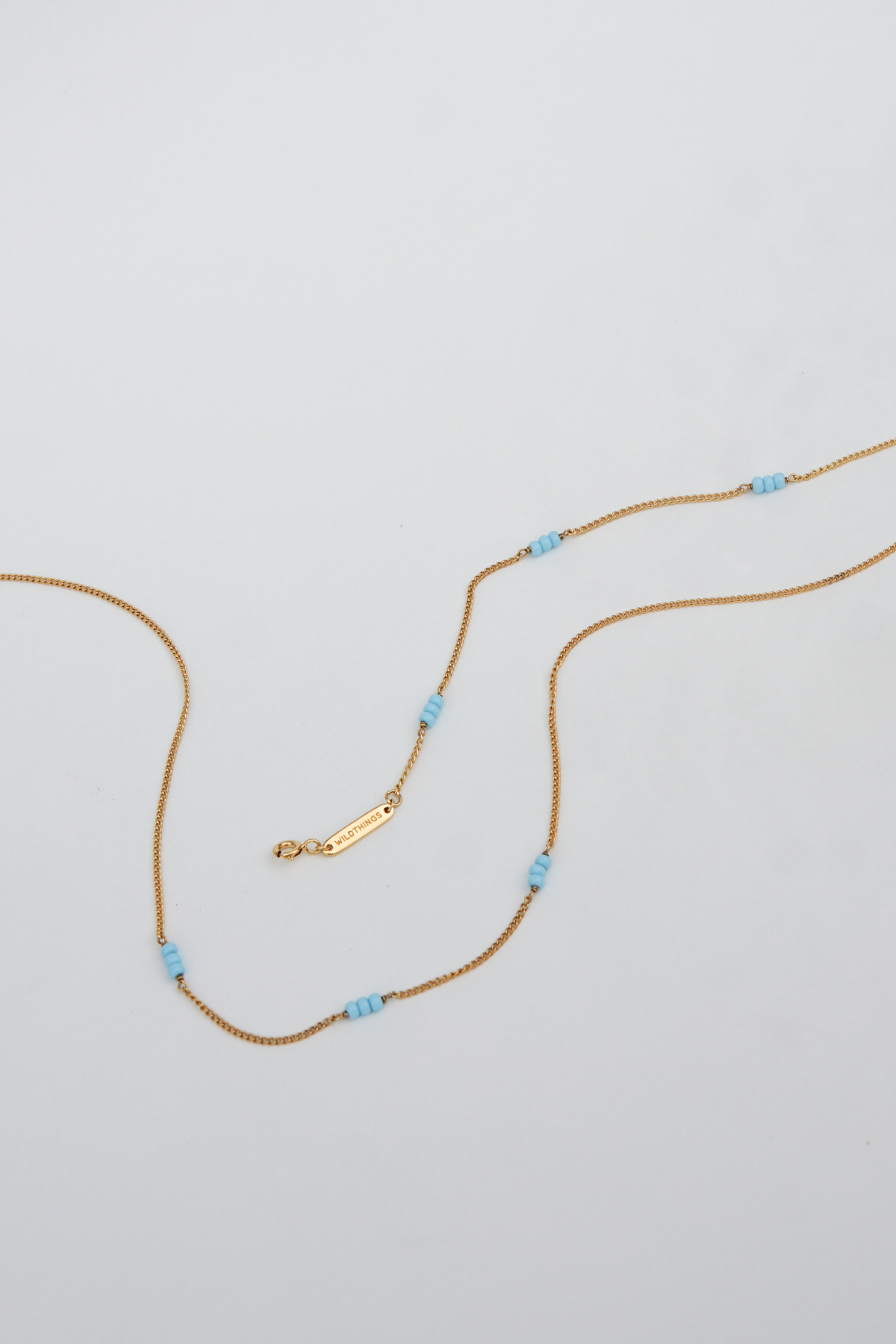 Triple blue beads necklace gold plated-Necklace-wildthings_collectables-Gold plated---abc