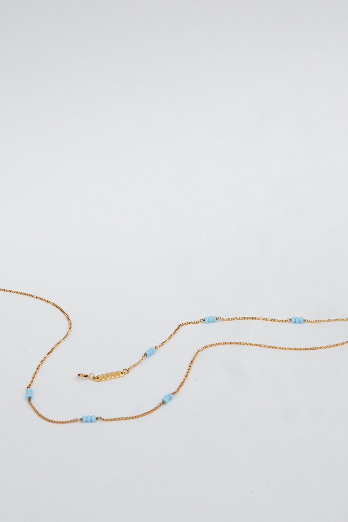 Triple blue beads necklace gold plated-Necklace-wildthings_collectables-Gold plated---abc