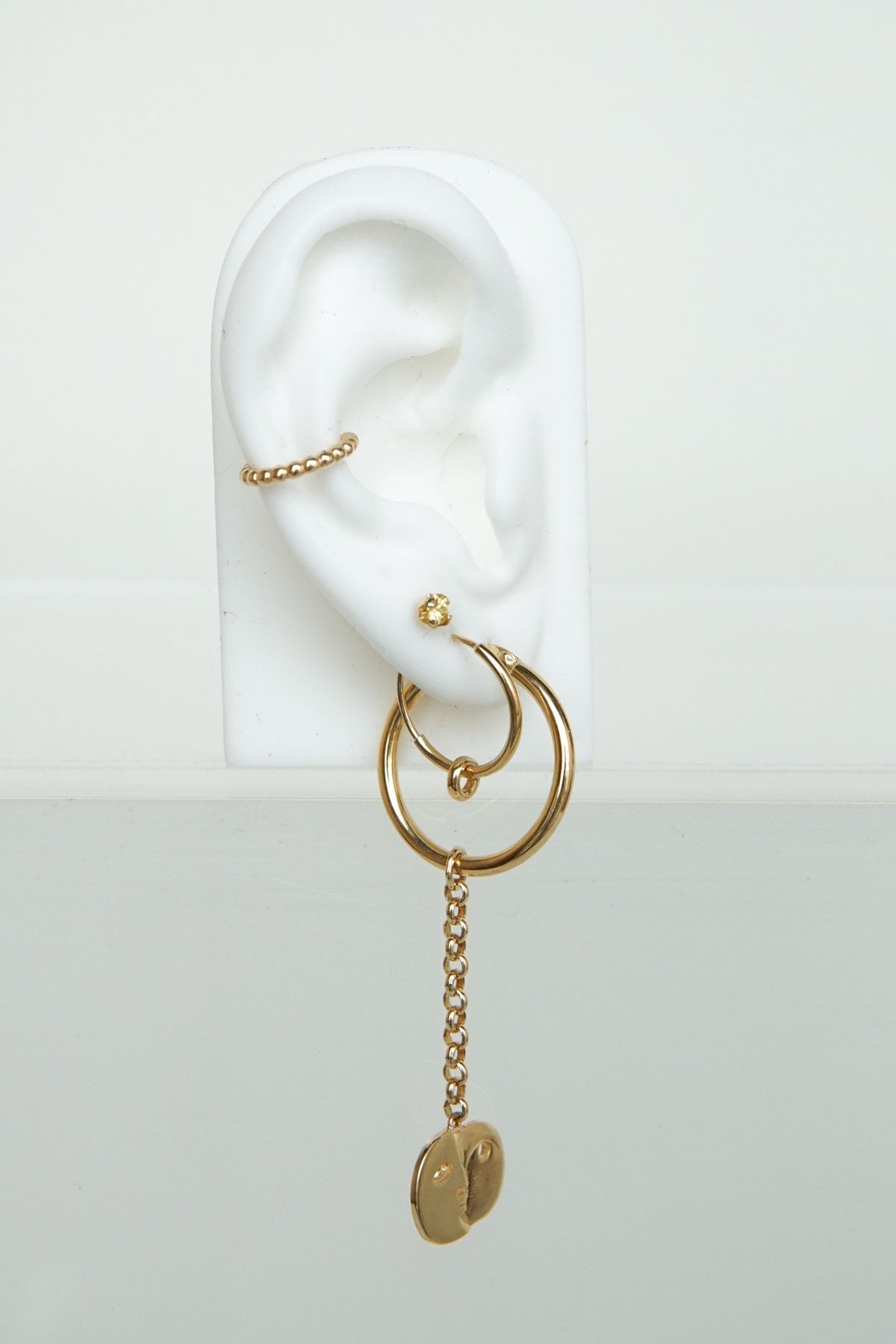Double hoop earring gold plated (15mm)-abc