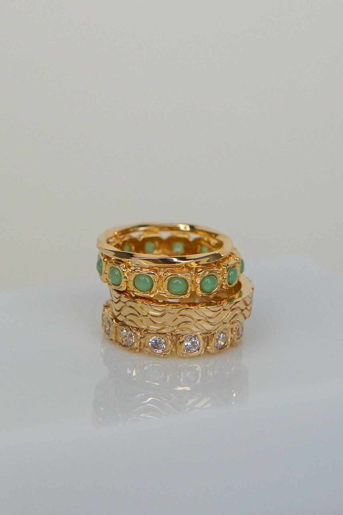 Hammered stacking ring gold plated-abc