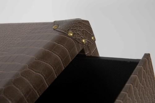 New York Three Drawer Bedside Unit Faux Crocodile Leather-abc