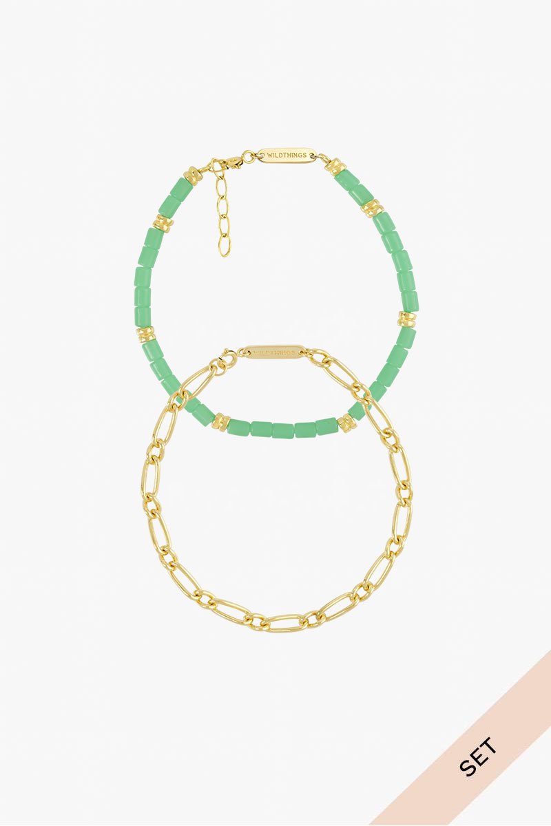 Green ocean set gold plated-abc