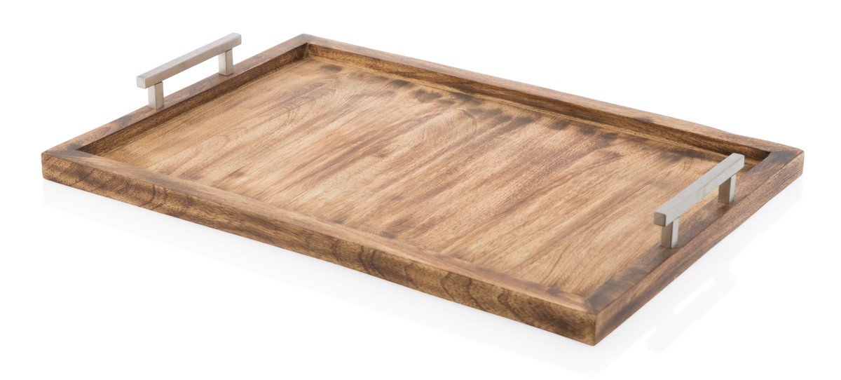 Wooden Rectangular Tray w/ Steel Handles-Accessories-Home & Giftware-Default Title---abc