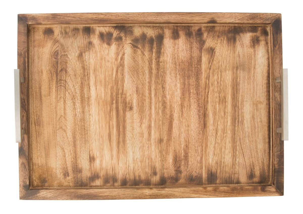 Wooden Rectangular Tray w/ Steel Handles-Accessories-Home & Giftware-Default Title---abc