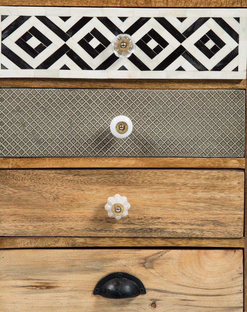 Infinity Wooden 4 Drawer Bedside Table- with Metal-abc