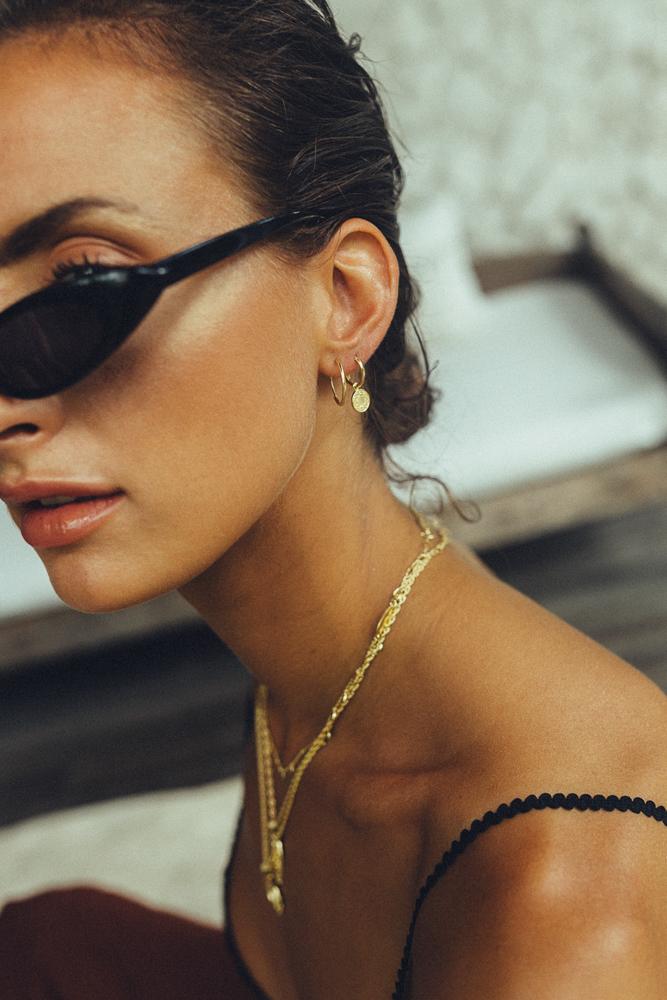 Coin earring gold plated-abc