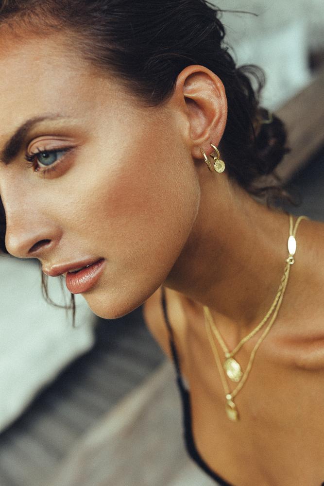 Coin earring gold plated-abc