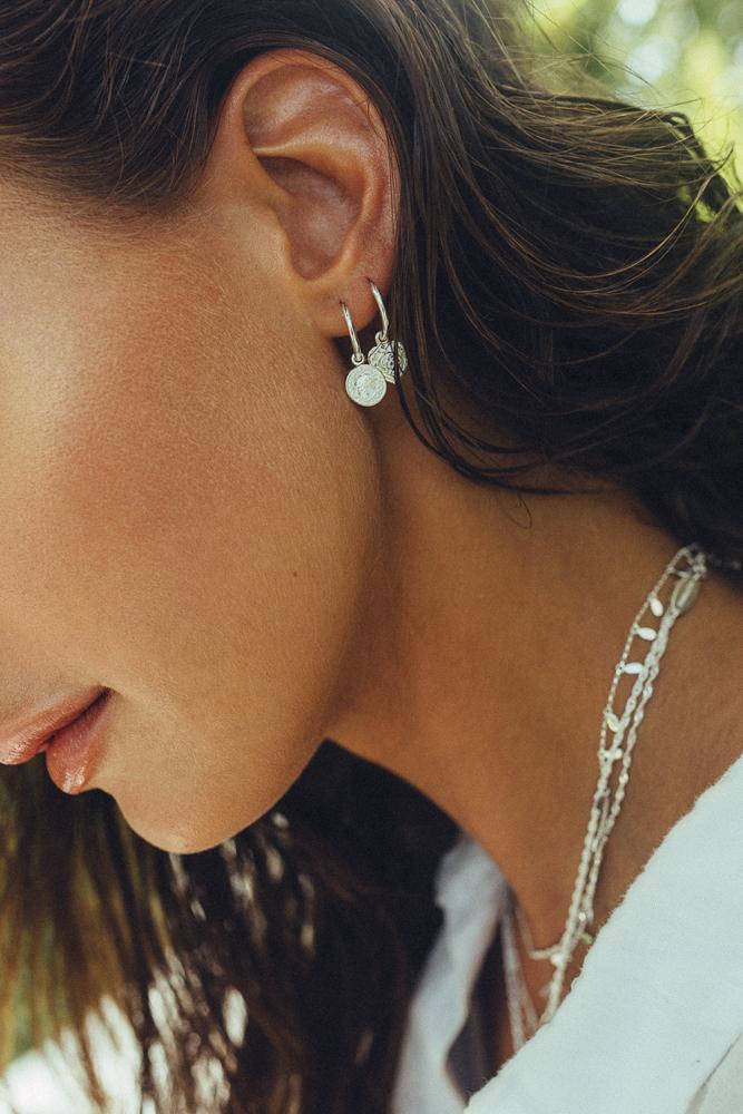 Coin earring silver-abc