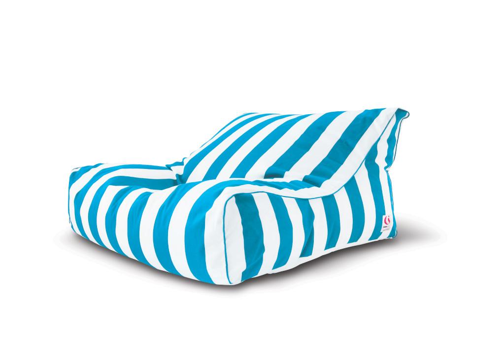 Uluwatu Striped Double Lounger Outdoor Bean Bag - Light Blue-Outdoor Seating-IndoSoul-Default Title---abc