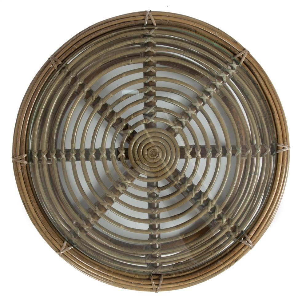 Rattan Round Coffee Table with Glass-Living-Home & Giftware-Default Title---abc