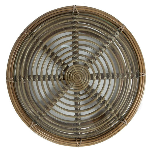 Rattan Round Coffee Table with Glass-Living-Home & Giftware-Default Title---abc