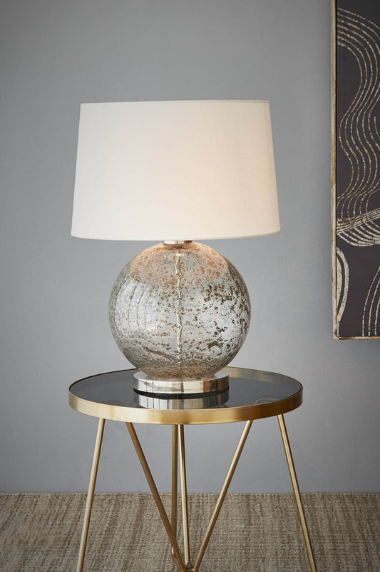 Lustre Ball Table - Clear - Stone Effect Glass Ball Table Lamp-abc