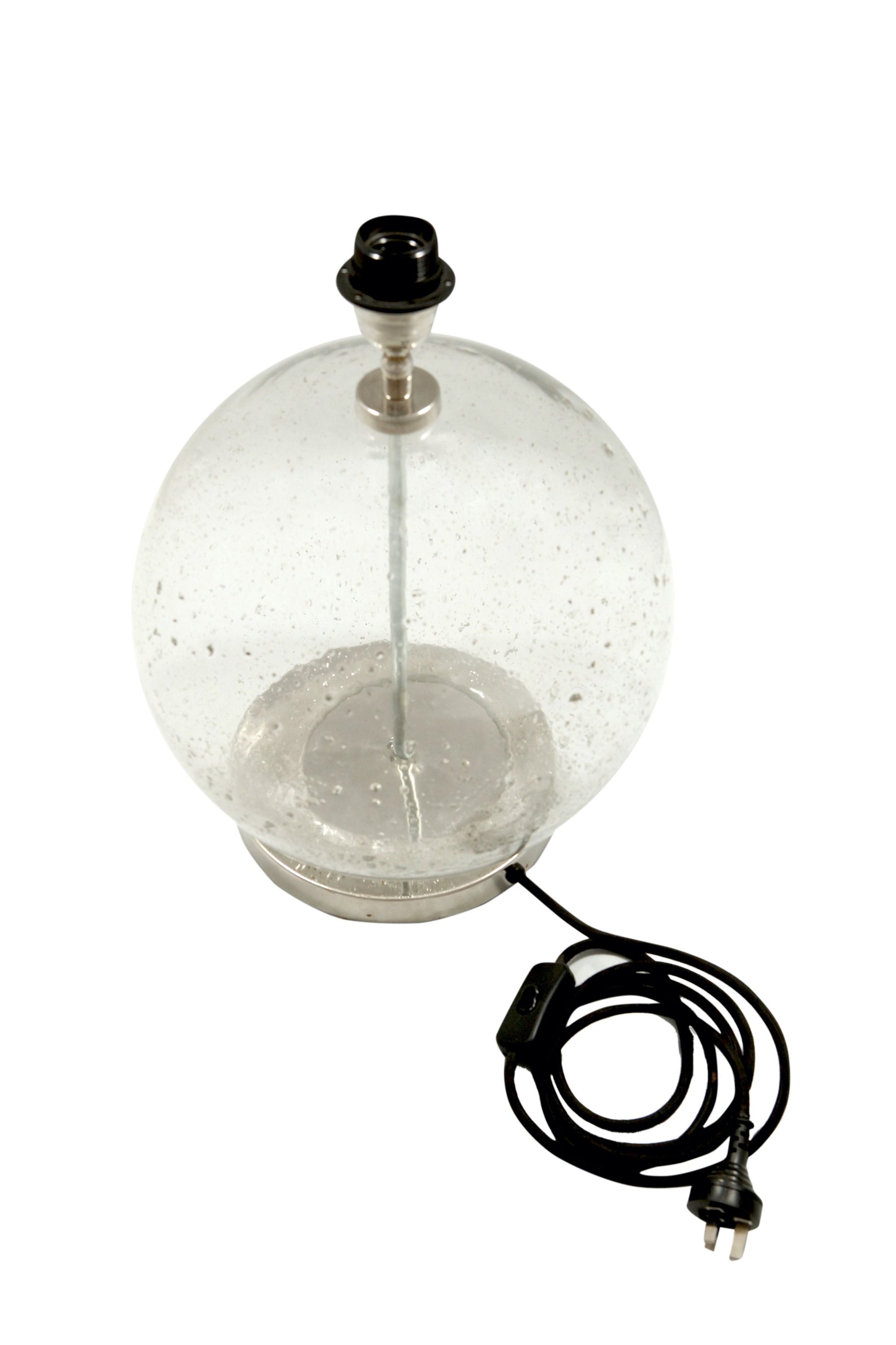 Lustre Ball Table - Clear - Stone Effect Glass Ball Table Lamp-abc