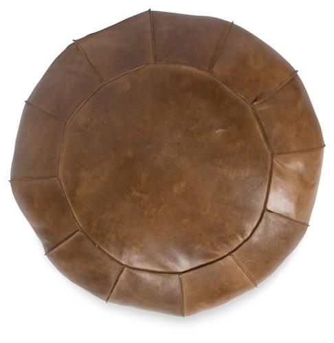 Round Leather Ottoman-Living-Home & Giftware-Default Title---abc