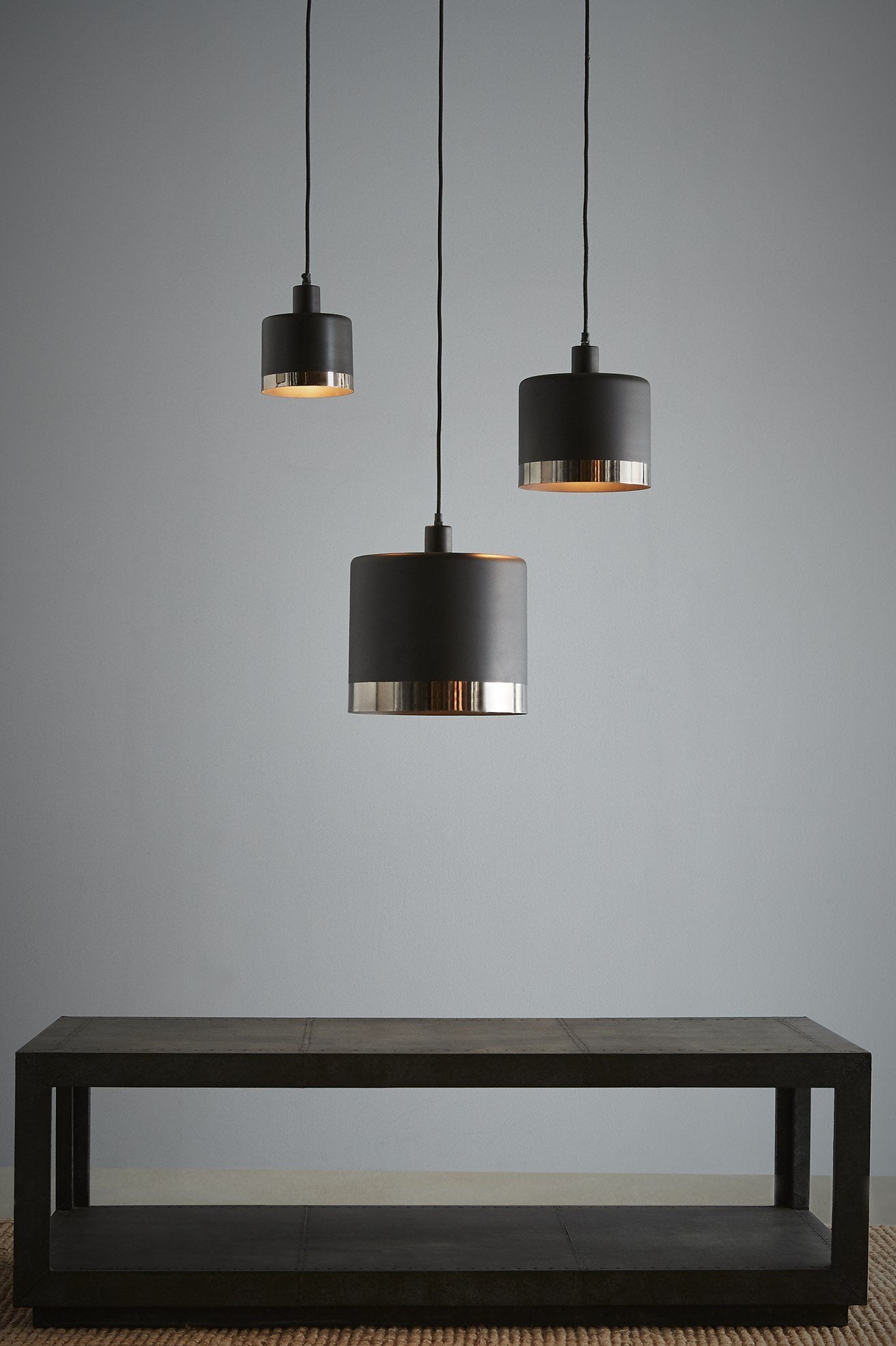 Montreux Medium - Black/Nickel - 2 Tone Drum Pendant Light-abc