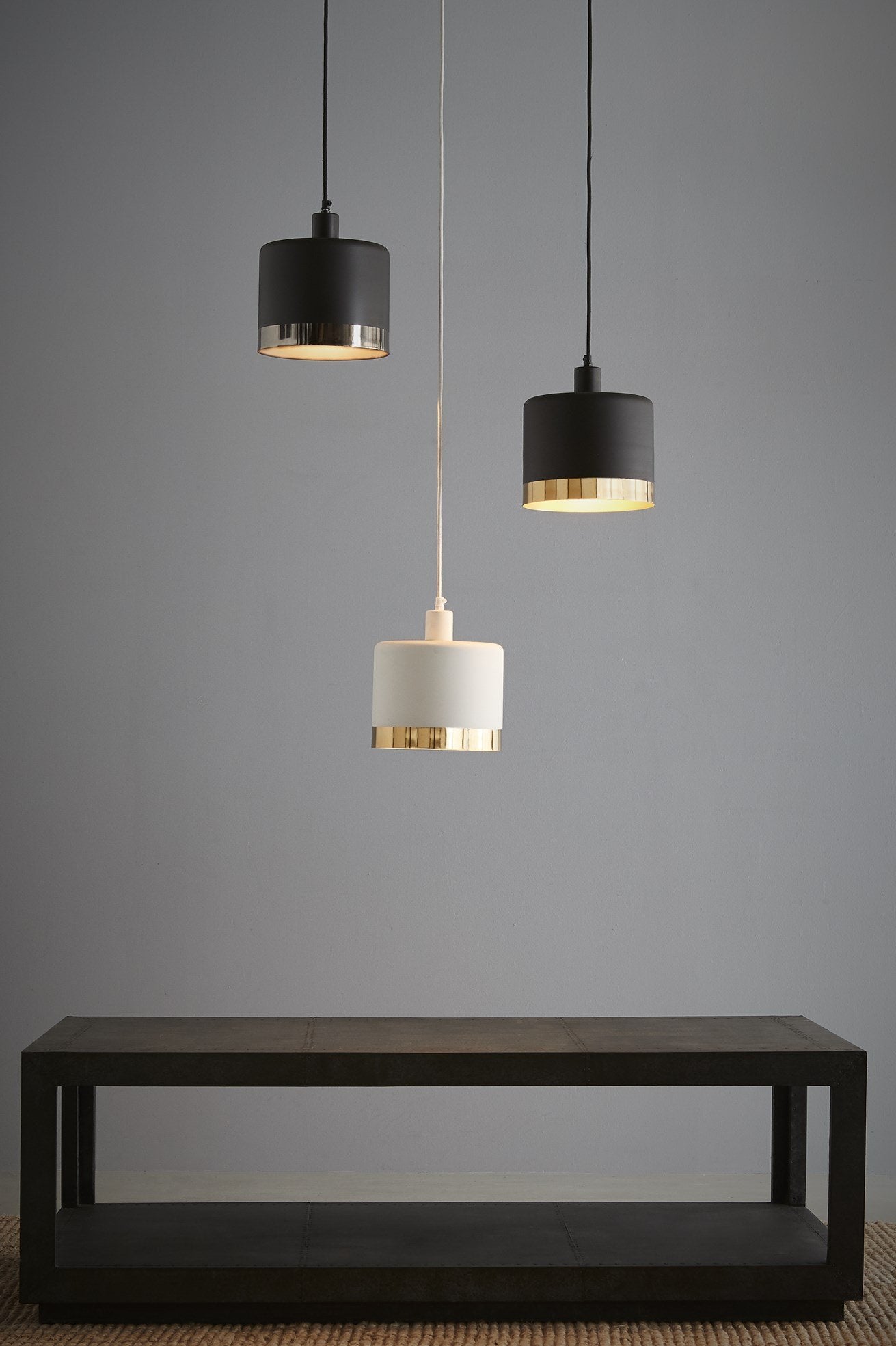 Montreux Medium - Black/Nickel - 2 Tone Drum Pendant Light-abc