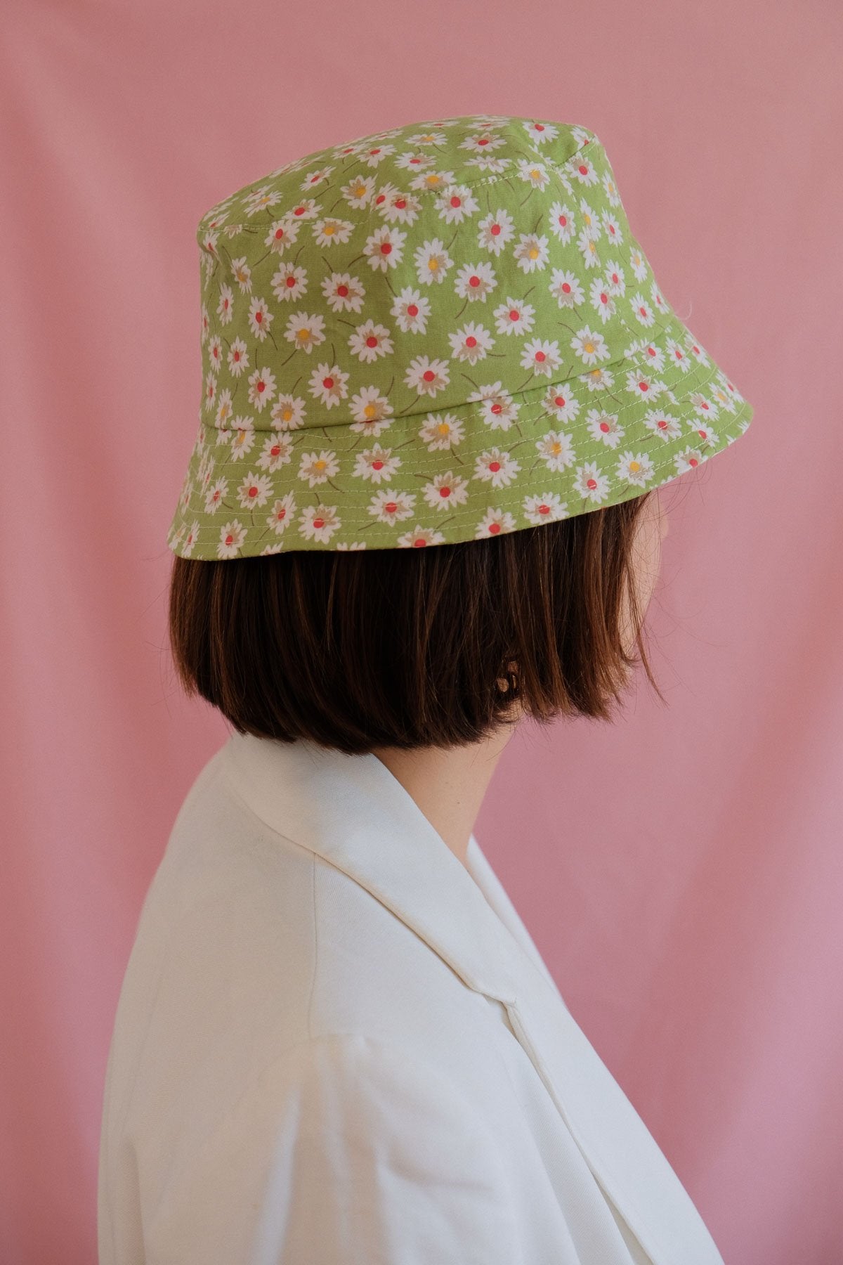 Green flower bucket hat-abc