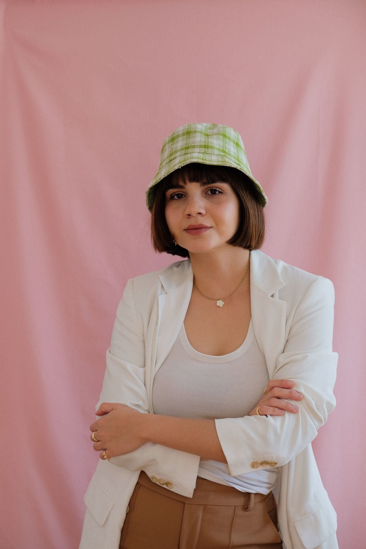 Check mate green bucket hat-abc