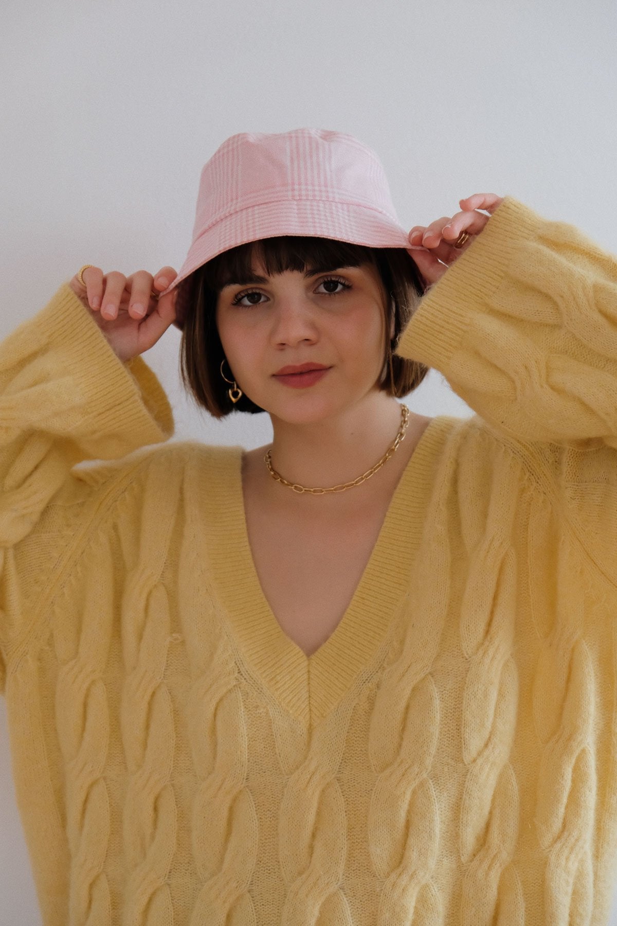 Check mate pink bucket hat-abc