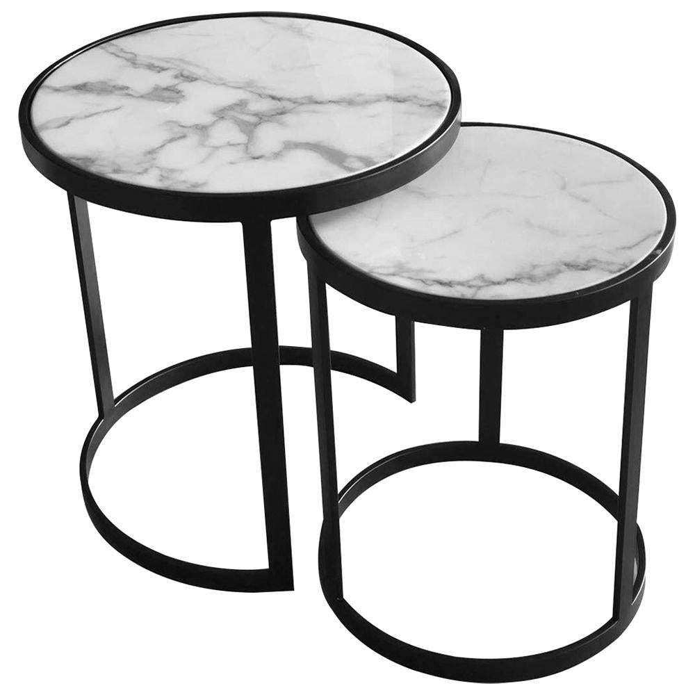 Glory Side Table Set White Marble-abc