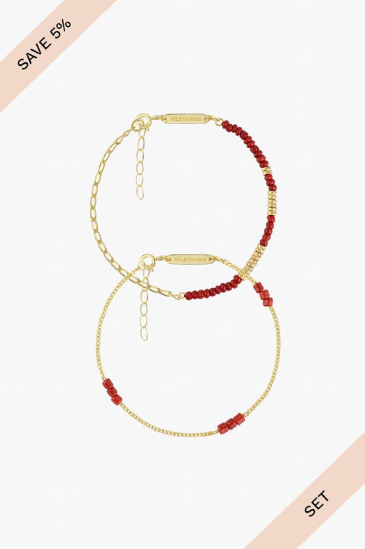 Red beads set gold plated-Bracelet-wildthings_collectables-Default Title---abc