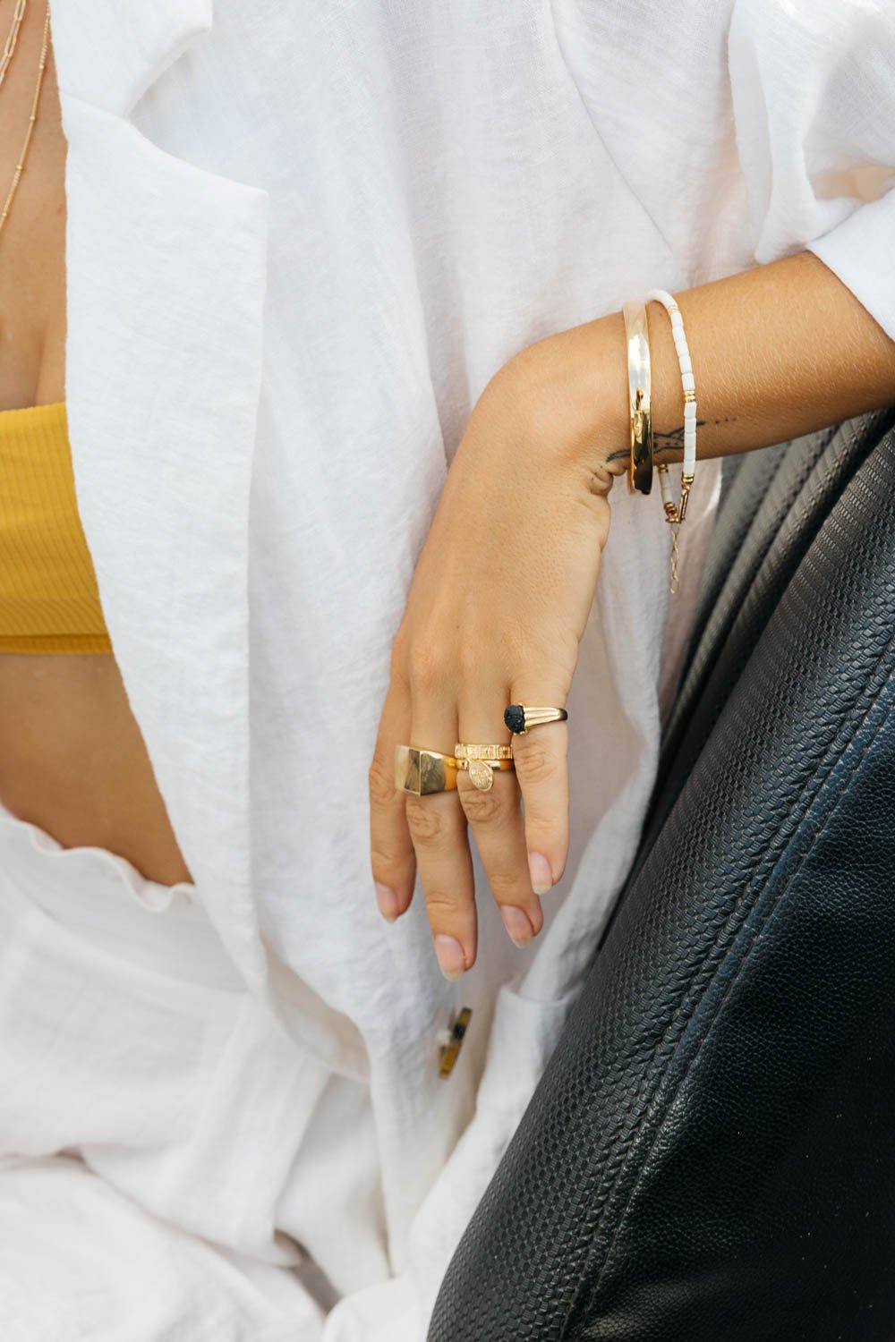 Ivory color bracelet gold plated-abc