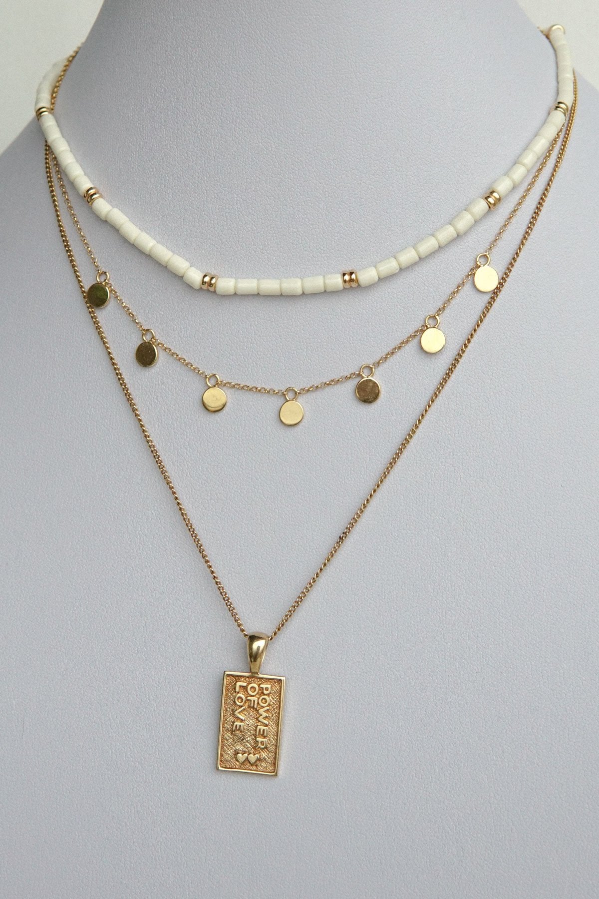 Coin necklace gold plated (37cm)-abc