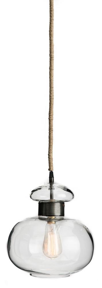 Glass Pendant Light with Black Metal Band-abc