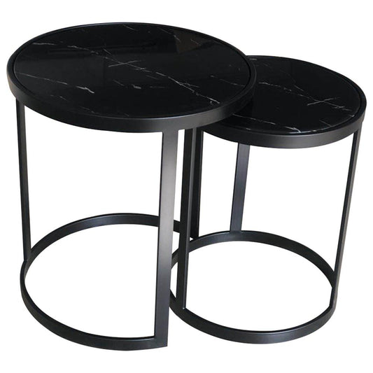 Glory Side Table Set Black Marble-abc