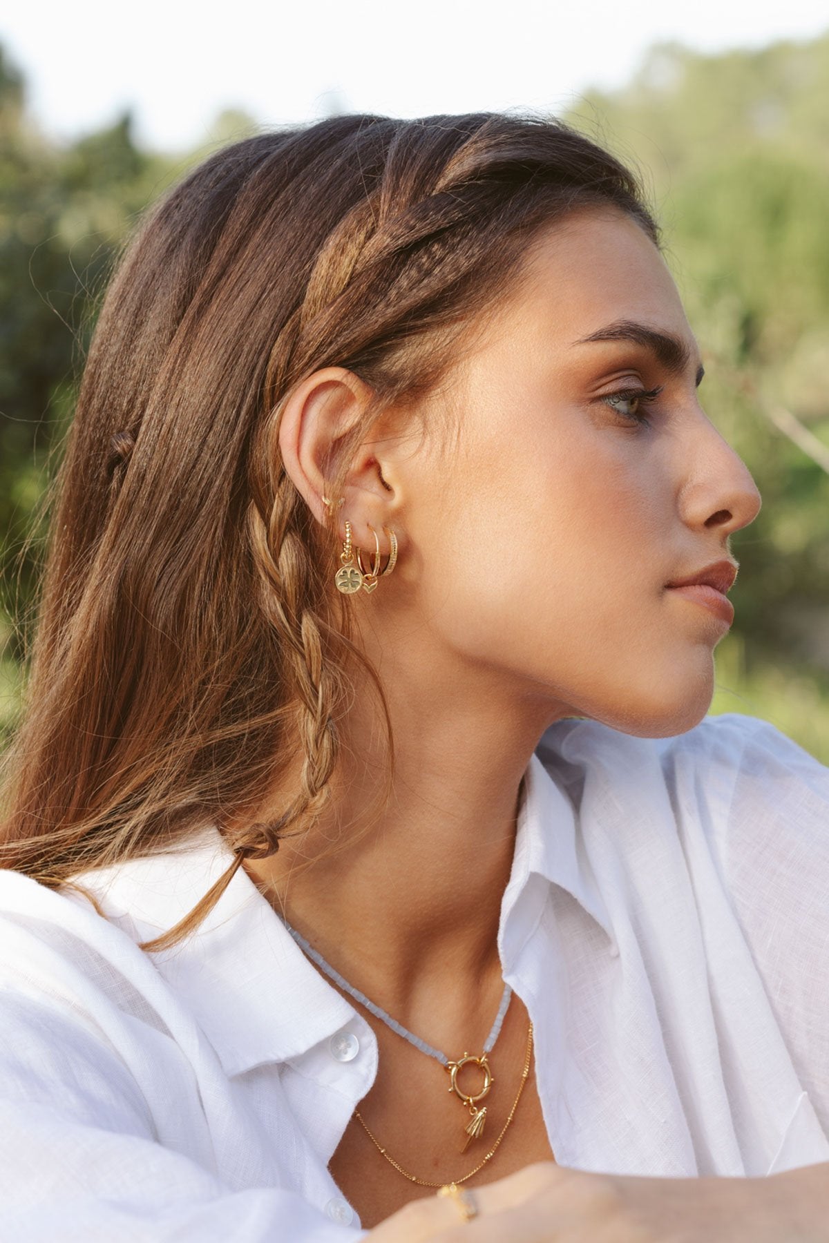 Clover club coin earring gold plated-abc