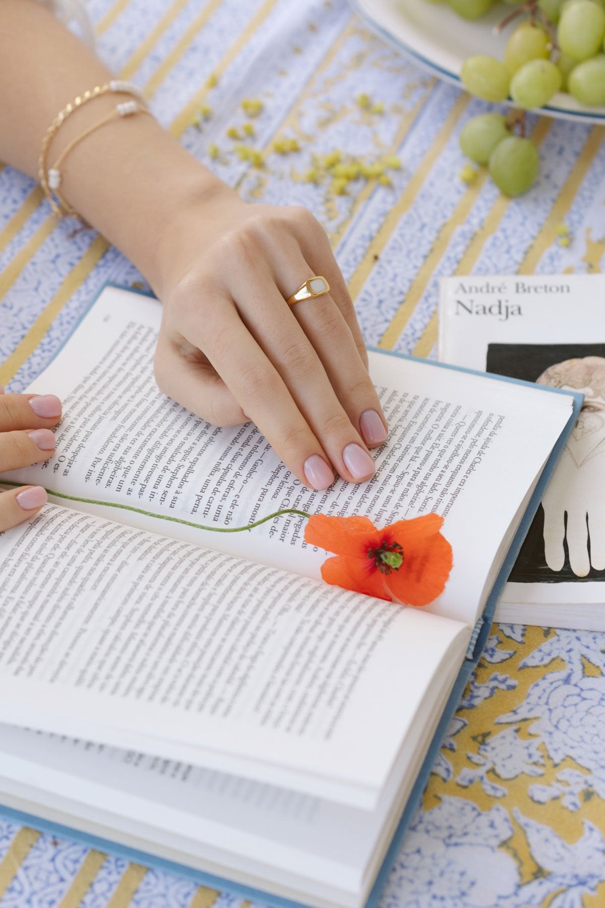 Chunky white signet ring gold plated-abc