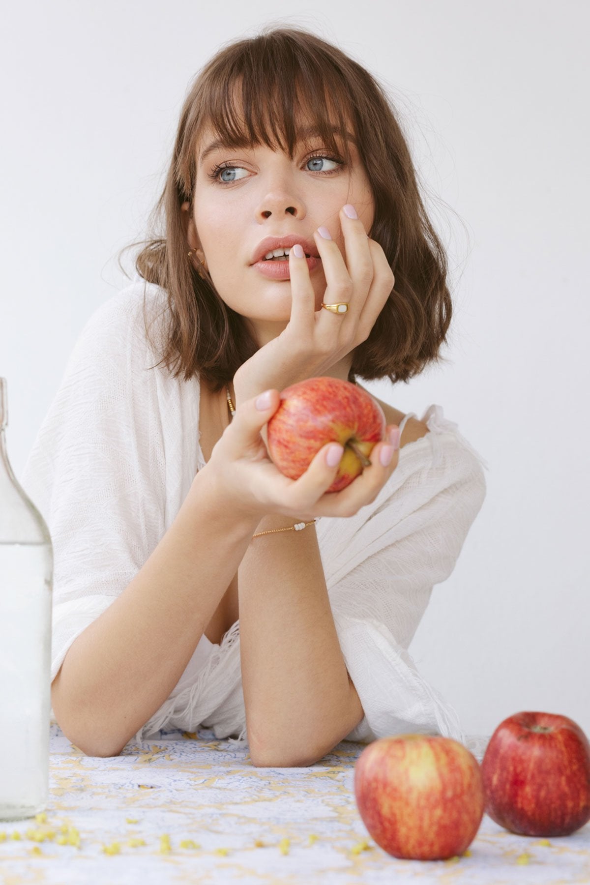 Chunky white signet ring gold plated-abc