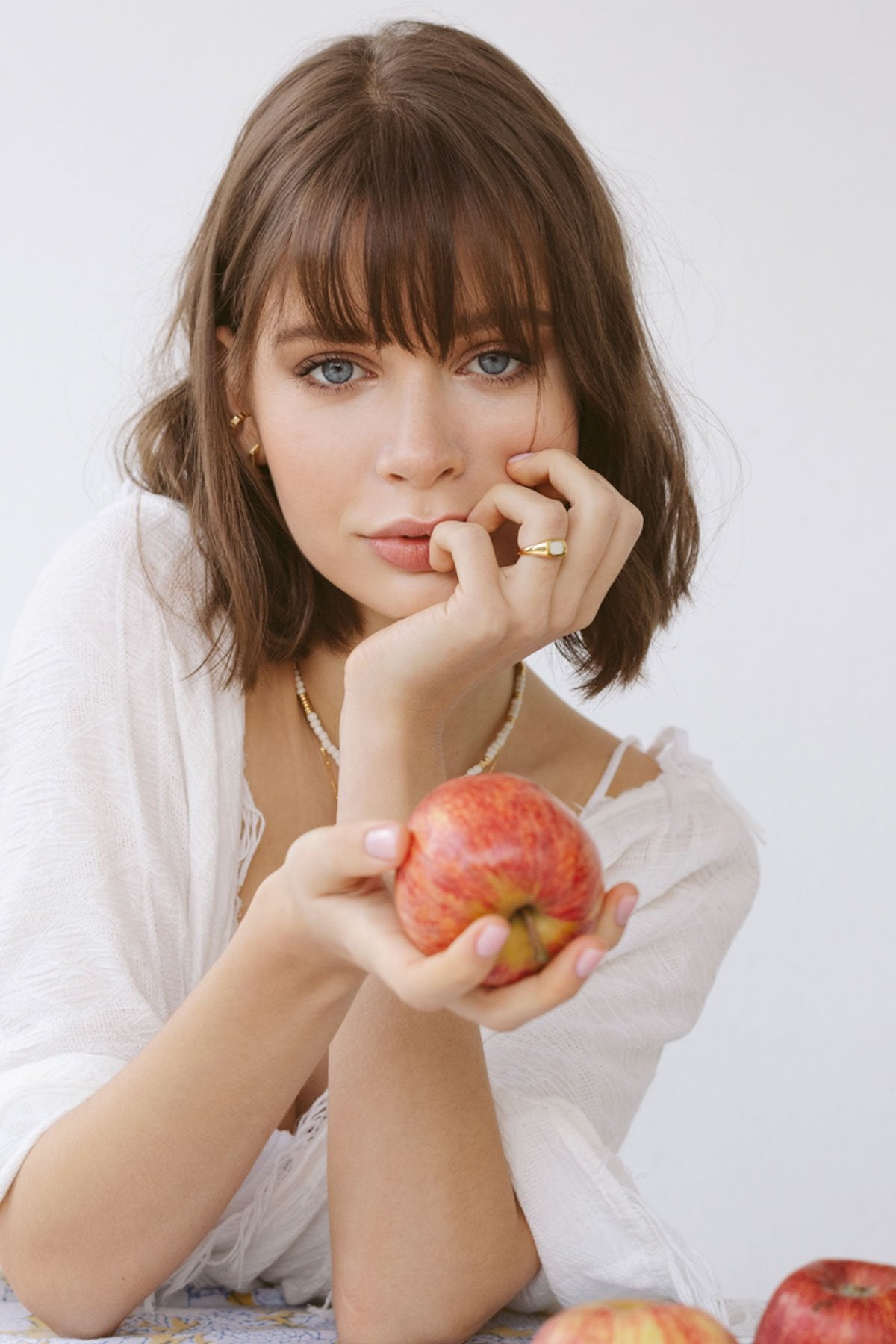 Chunky white signet ring gold plated-abc