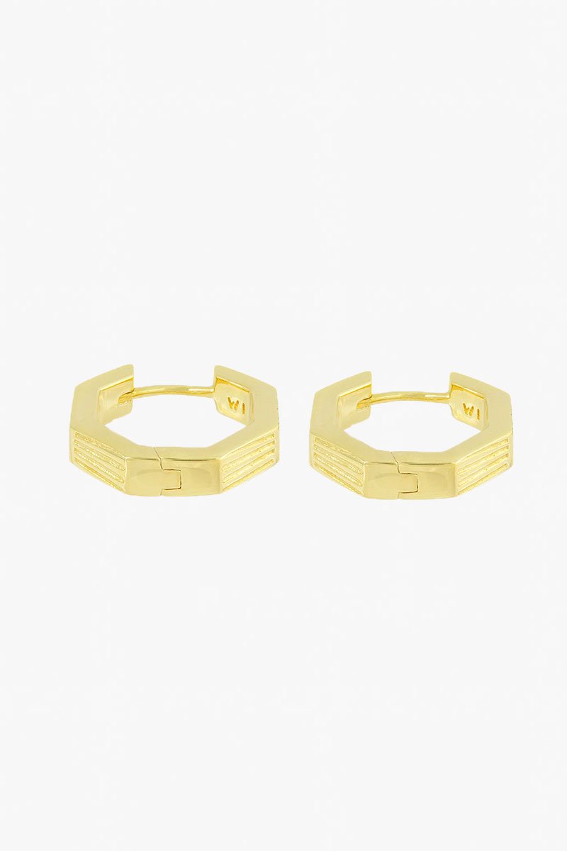 Hexagon huggie gold plated-abc