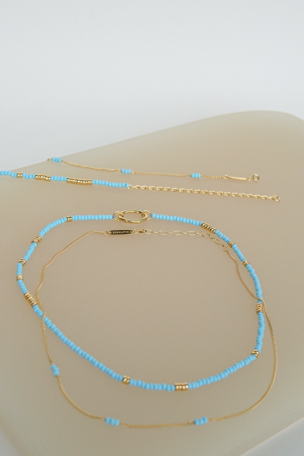 Blue clasp necklace gold plated-abc