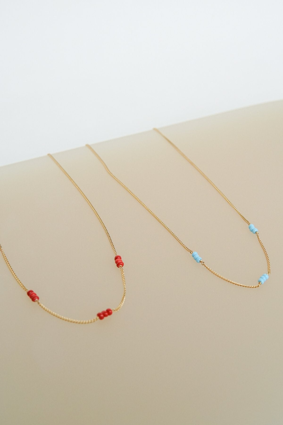 Triple red beads necklace gold plated-Necklace-wildthings_collectables-Gold plated---abc