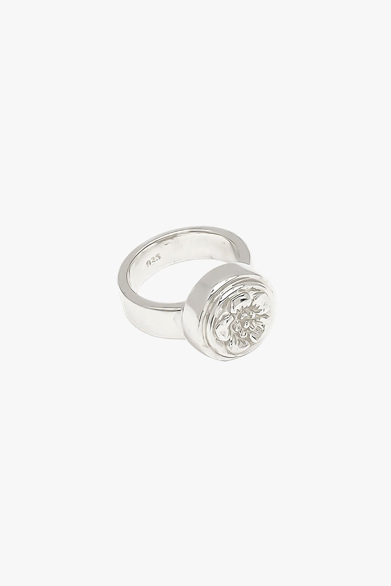 Flower pinky ring silver-abc