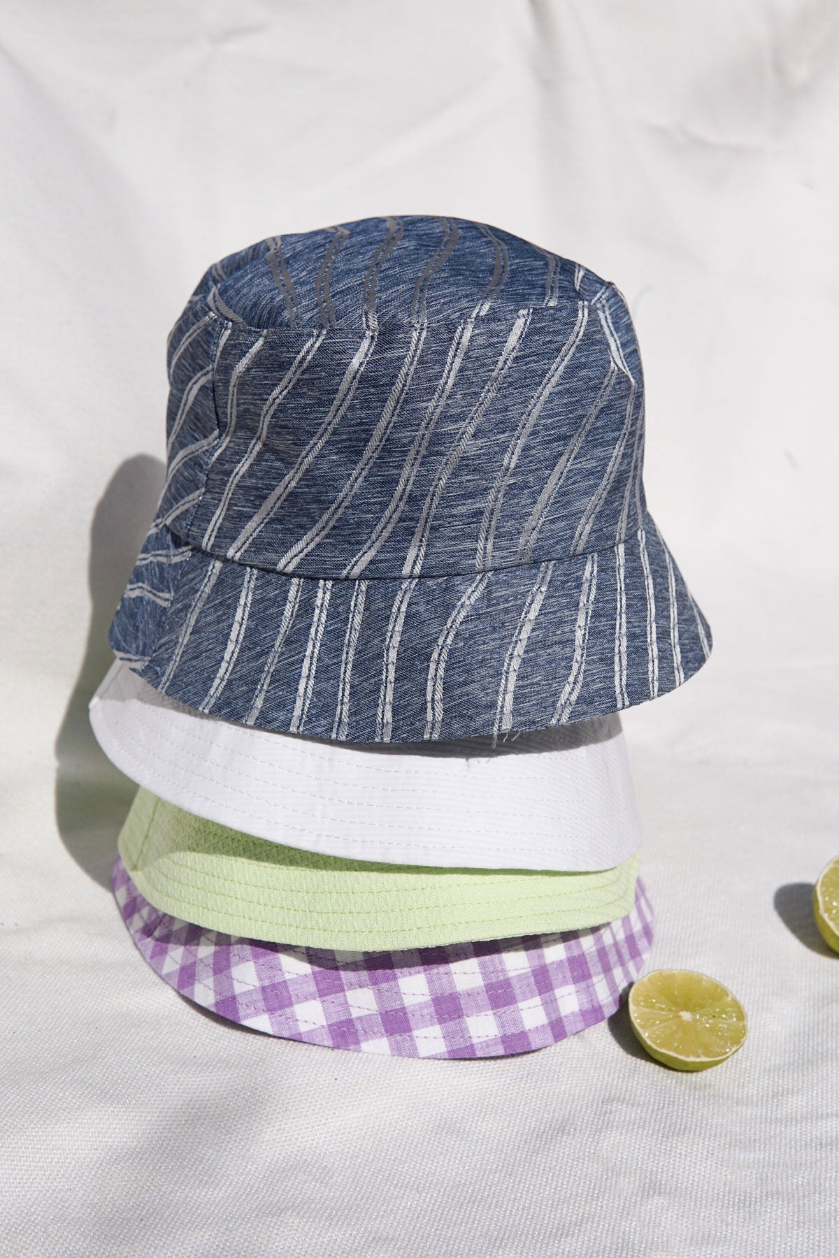 Denim striped bucket hat-abc