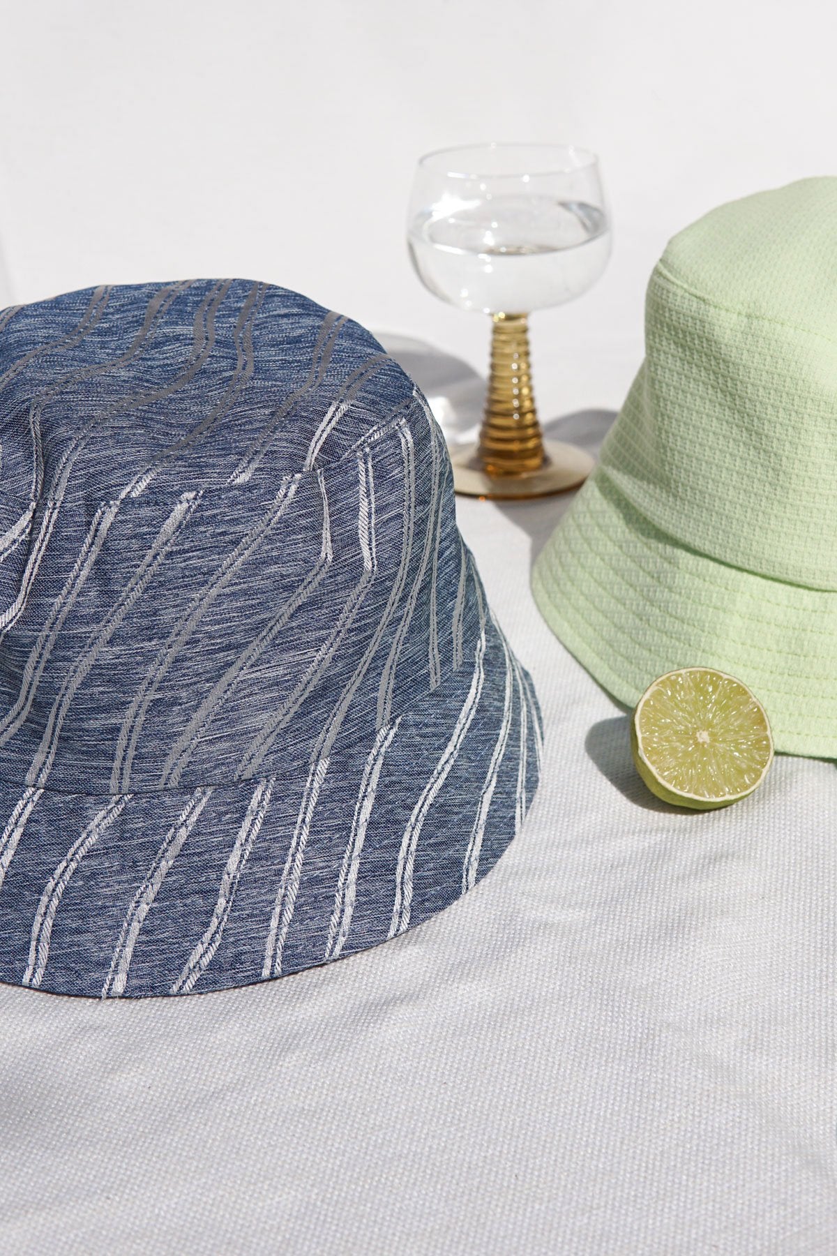 Denim striped bucket hat-abc