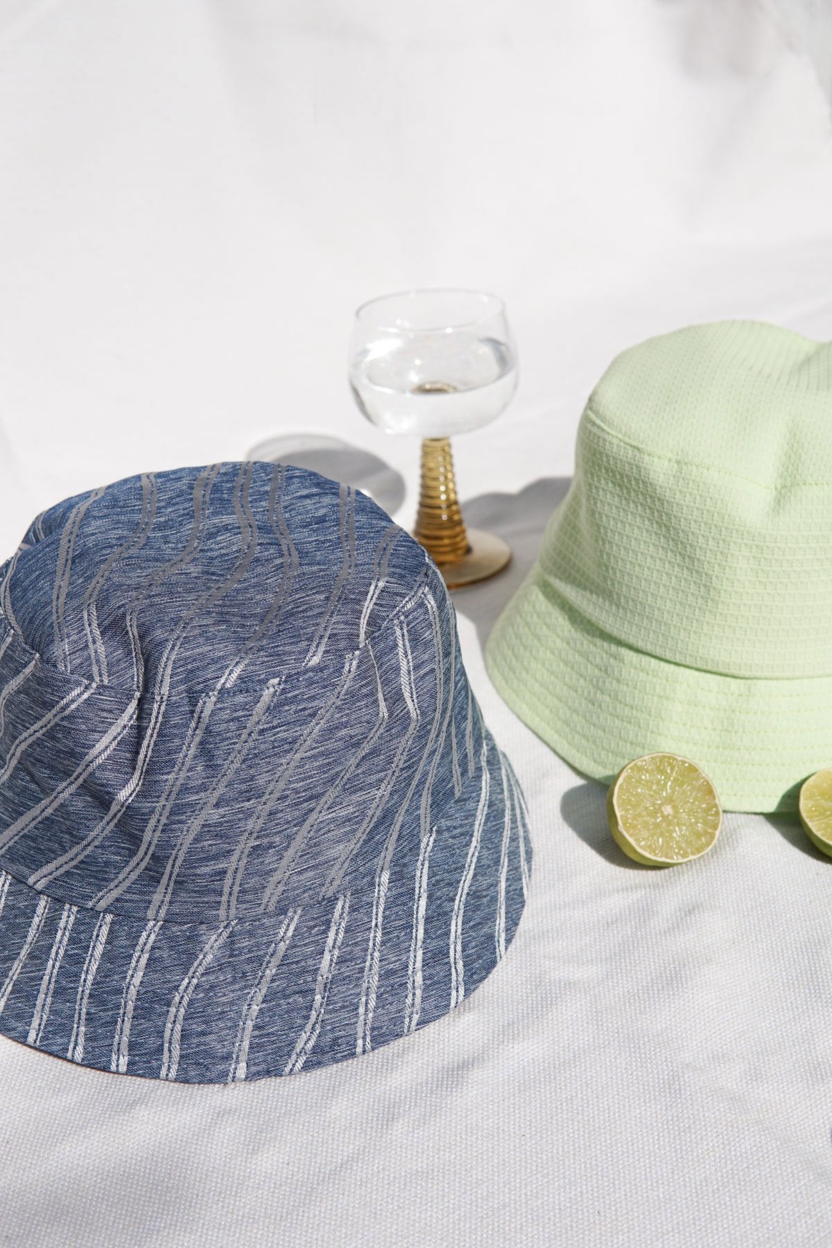 Denim striped bucket hat-abc