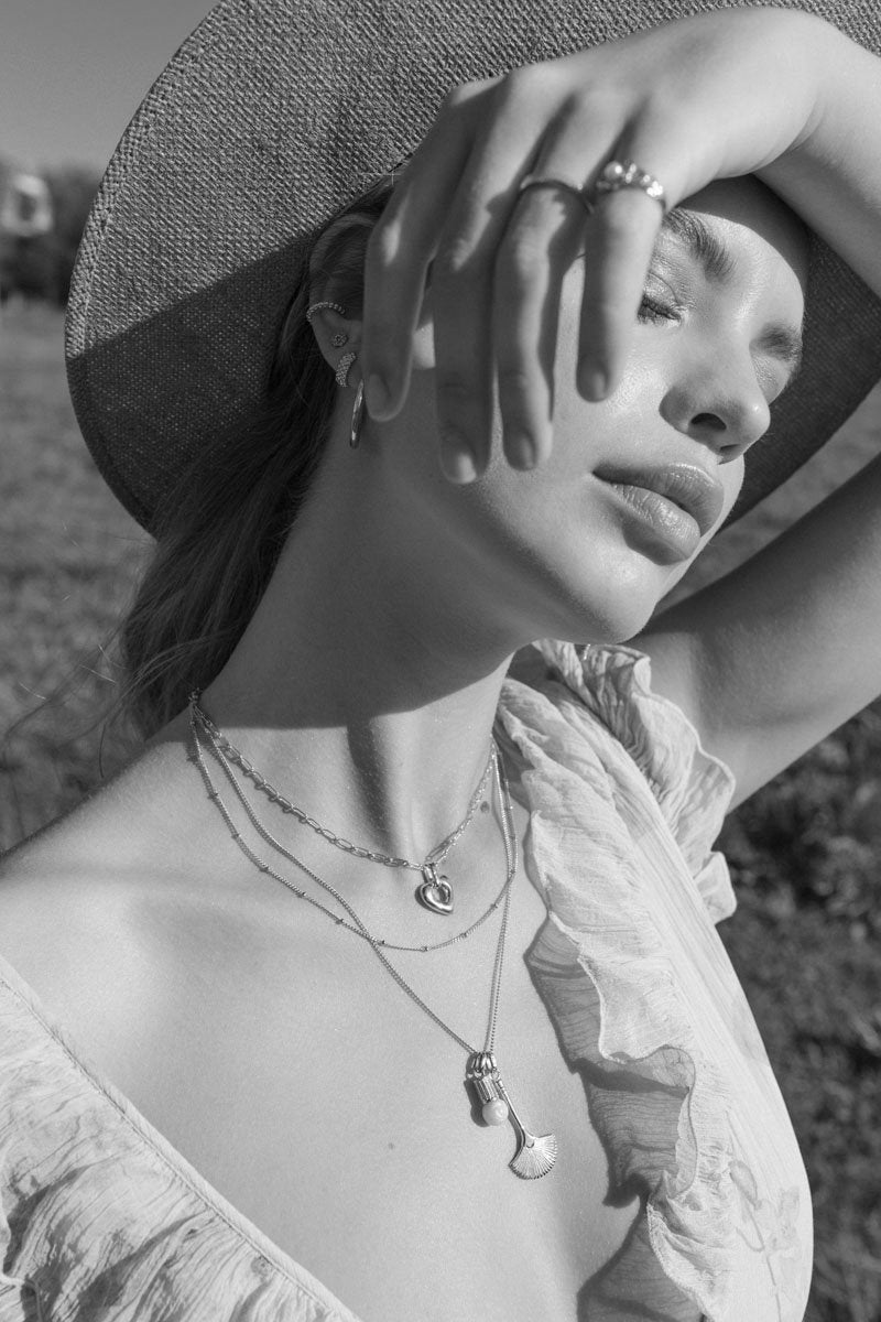 Heart charm pendant silver-abc