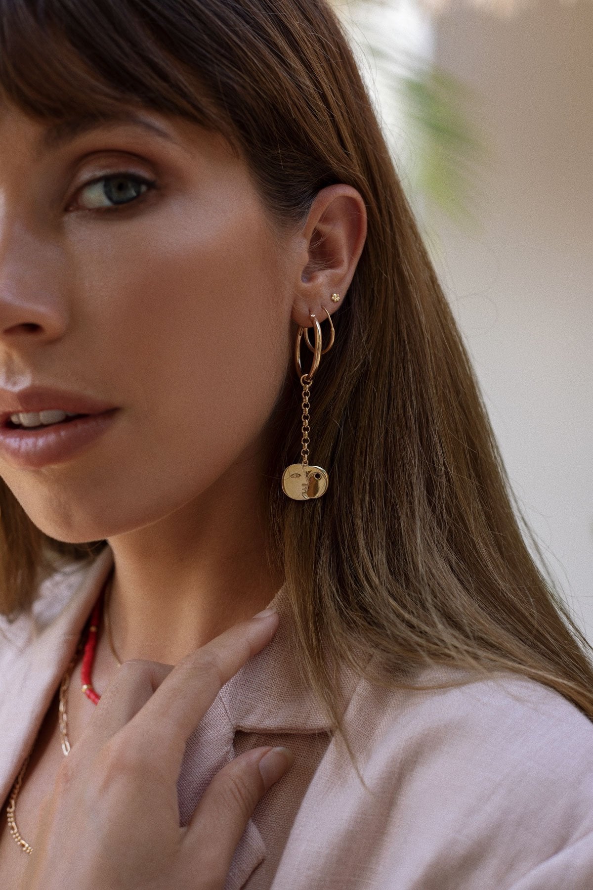 Hoop with detail gold plated (15mm)-abc