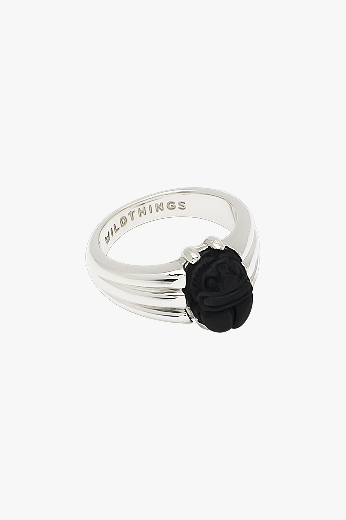 Black scarab pinky ring silver-abc