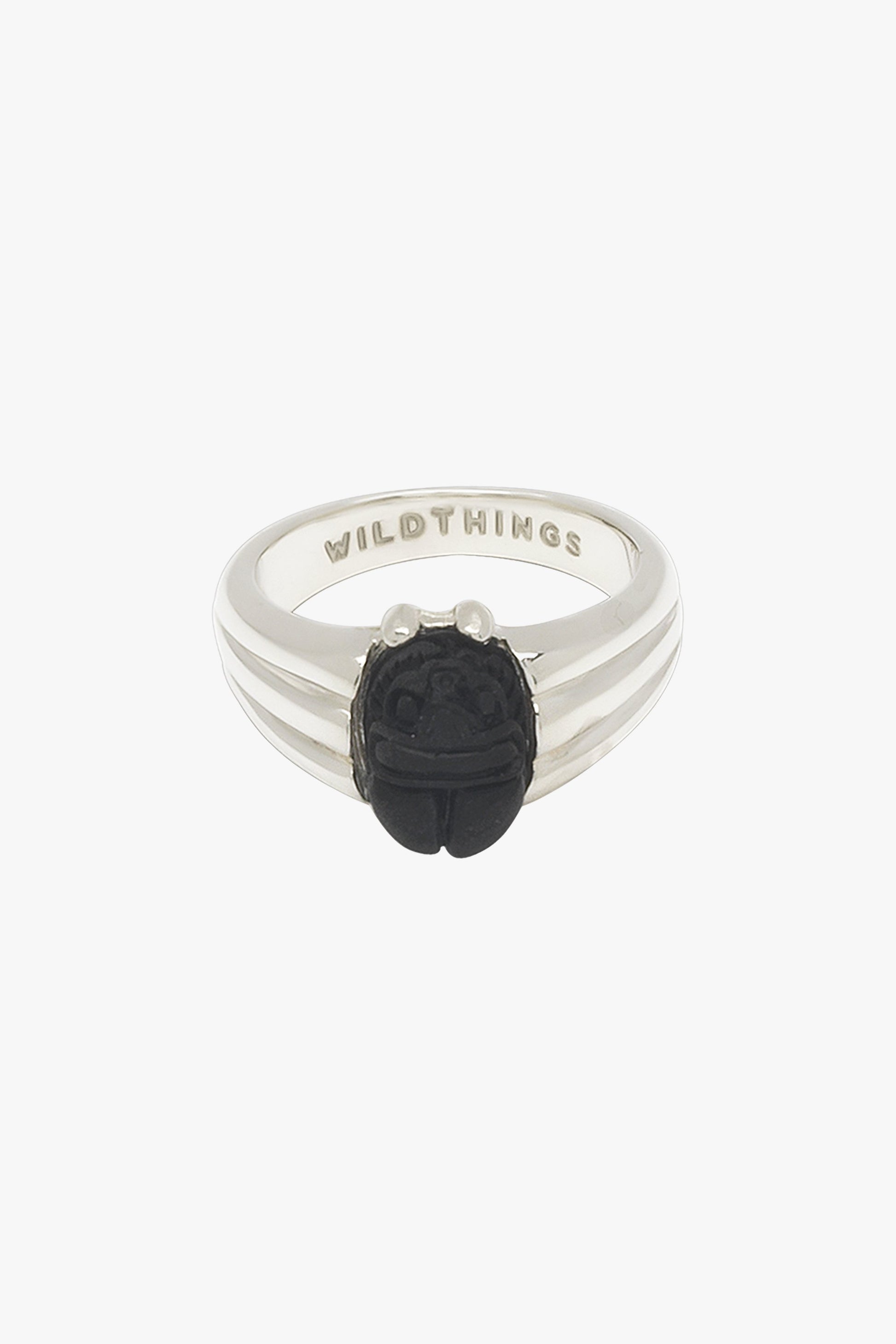Black scarab pinky ring silver-abc
