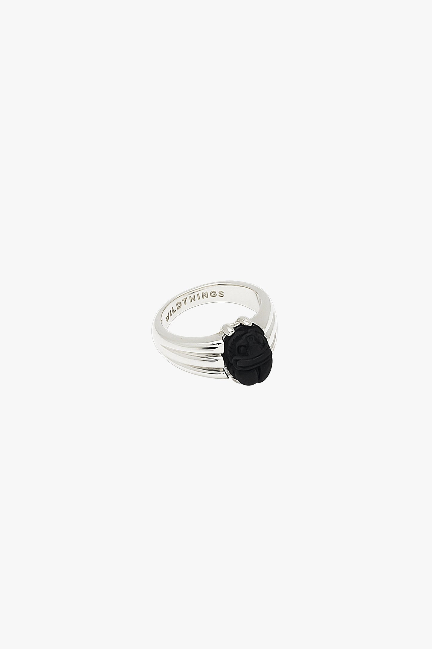 Black scarab pinky ring silver-abc