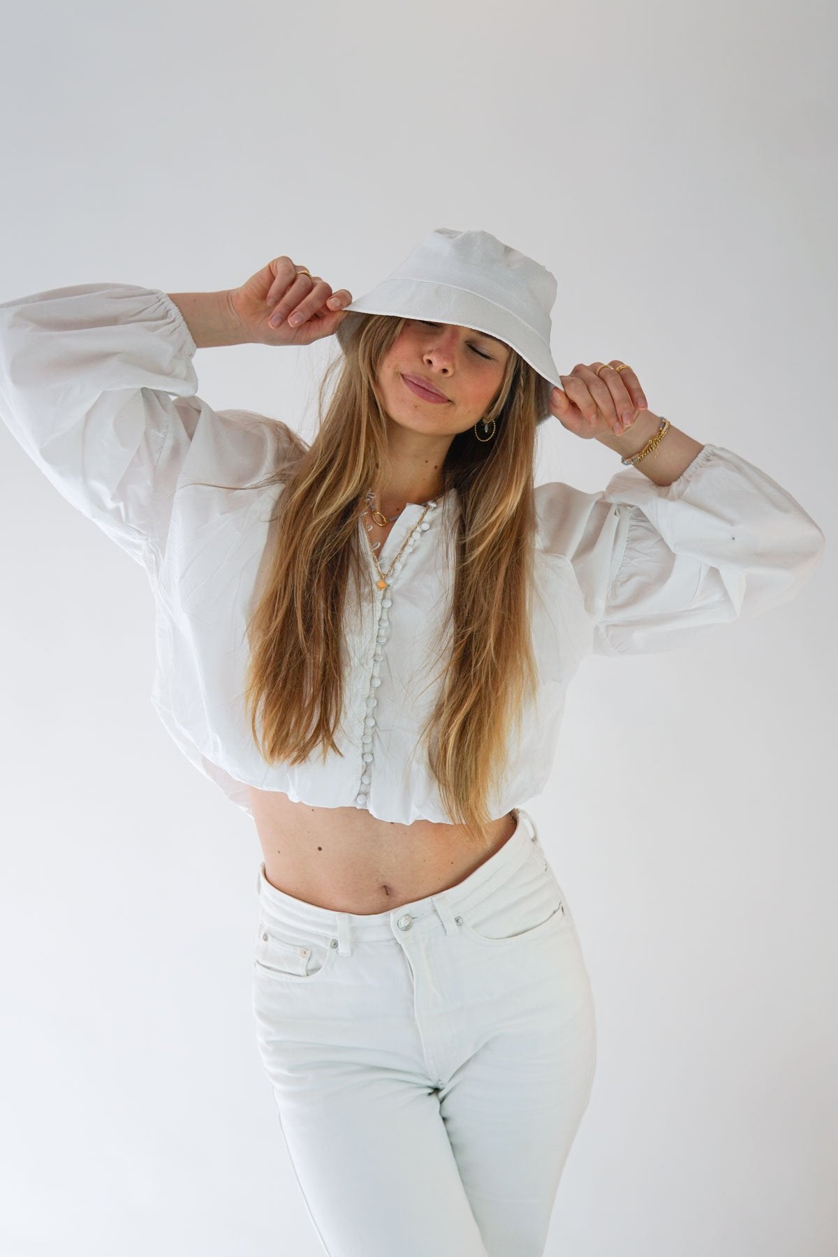 White dots bucket hat-Bucket Hat-wildthings_collectables-S/M (58 cm)---abc