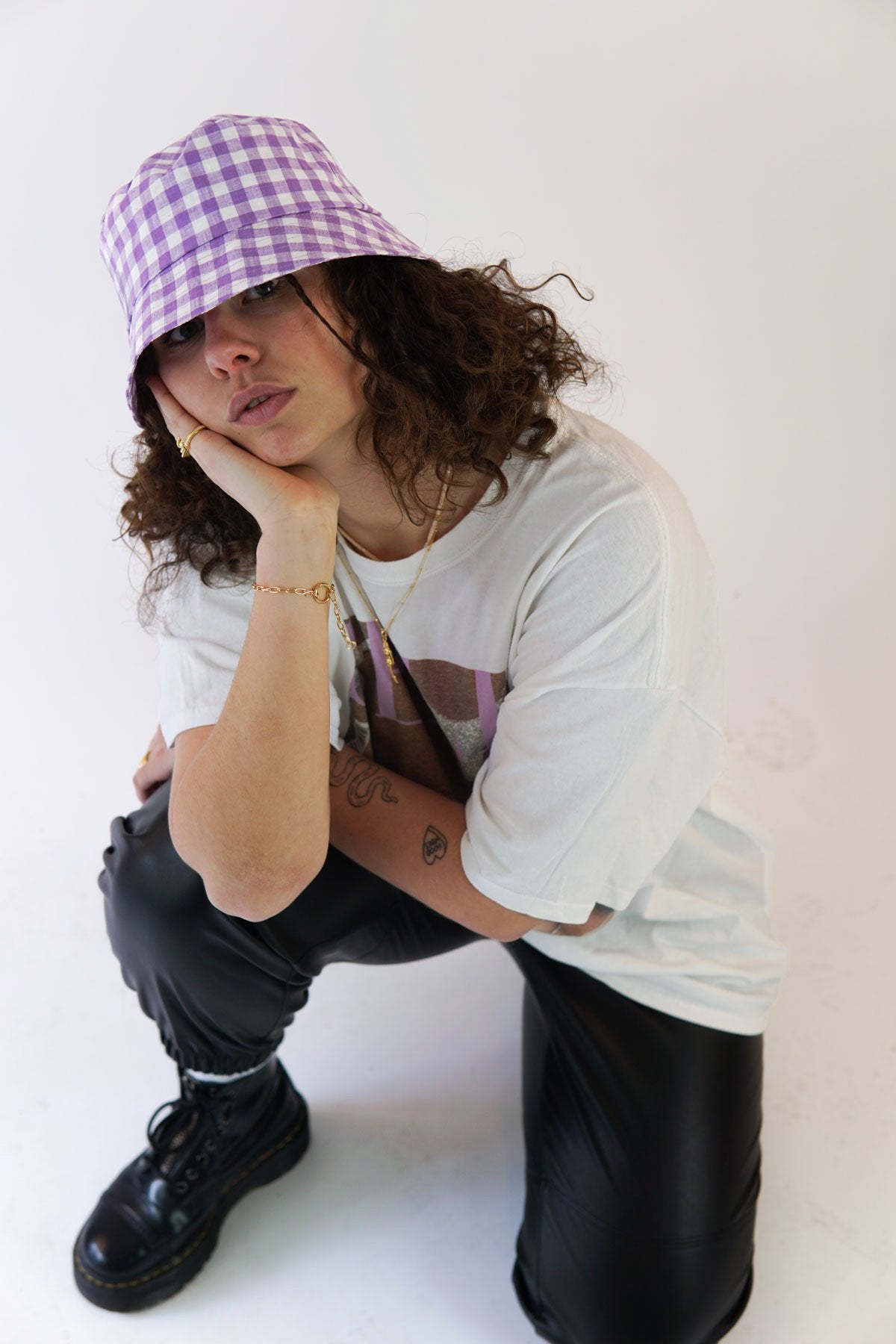 Check mate lilac bucket hat-abc
