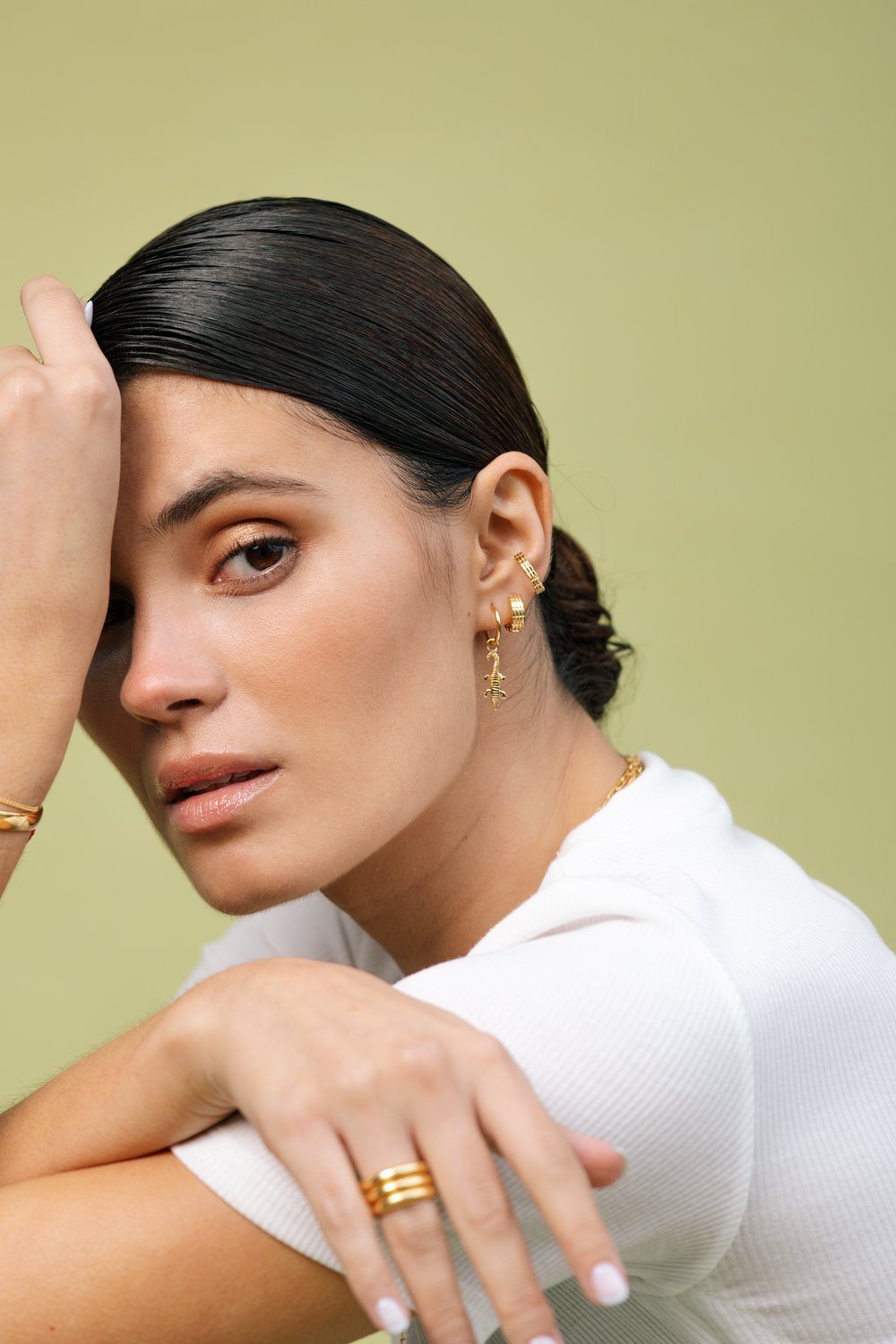 Crocodile earring gold plated-abc